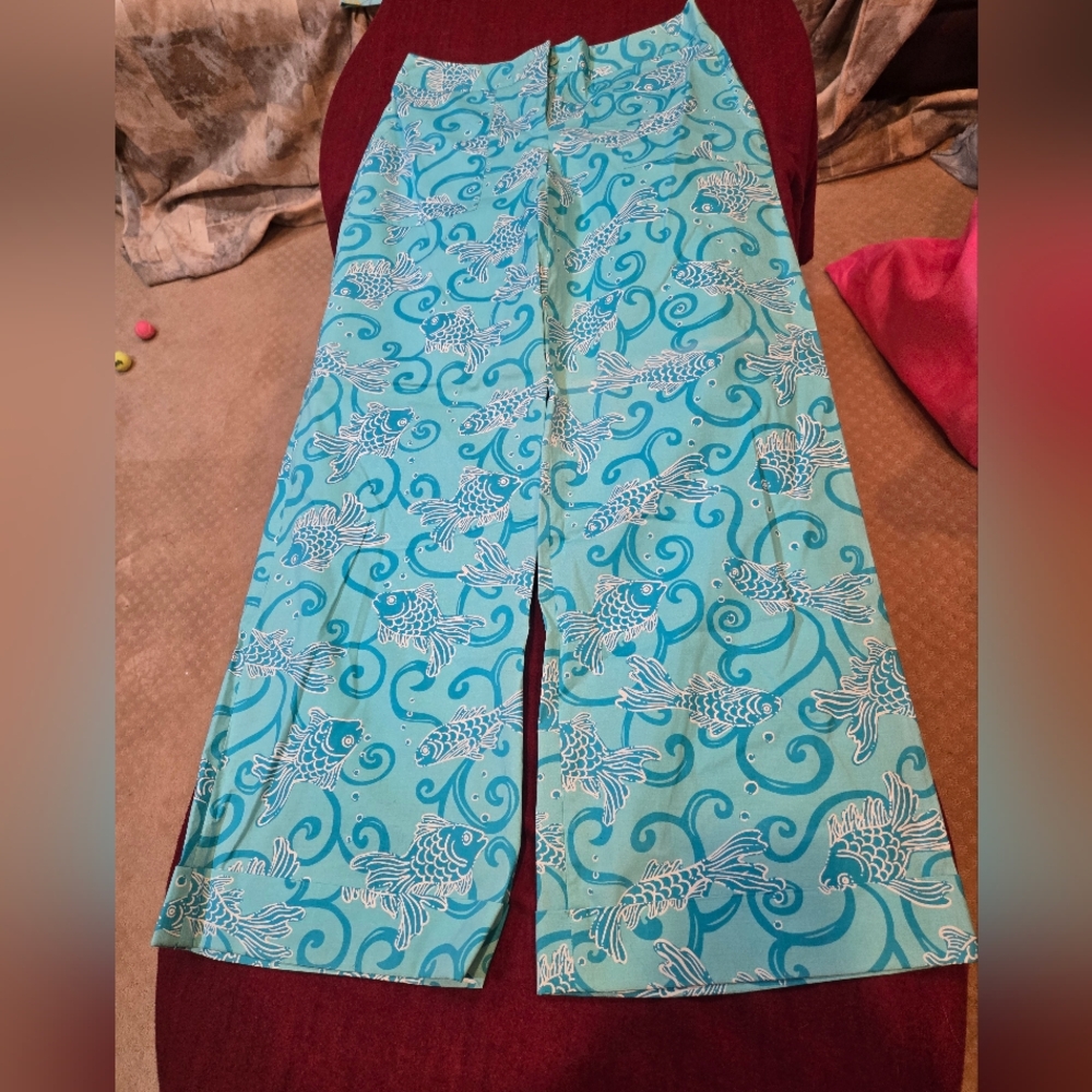 Lilly Pulitzer Aqua Swirl Pattern Pants